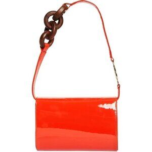 Brother Vellies Lijadu Carved Wood Leather Bag in Tomato Patent New Womens Purse